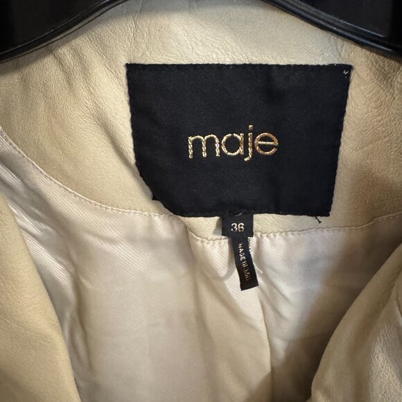 Maje Bexol Fringe Sleeve Leather Jacket (US size: small) - Picture 4 of 4